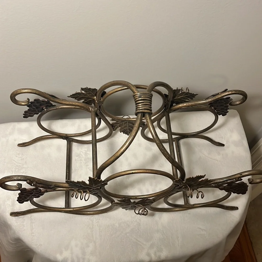 Wine Rack Gold Forged Iron from Atlanta Merchandise Mart Heavy Approx lbs NEW